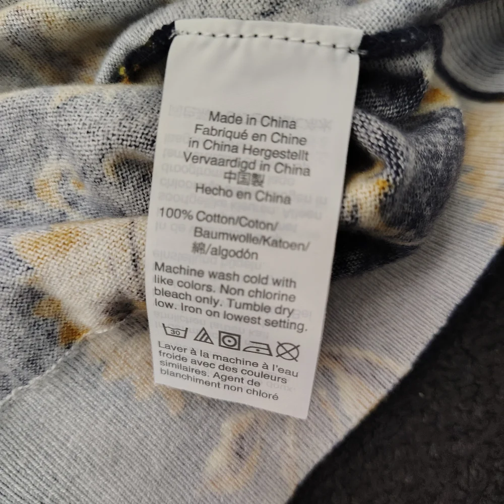 JCrew Blue Yellow Floral Sunflower Lightweight Cardigan Sweater Women's Medium
